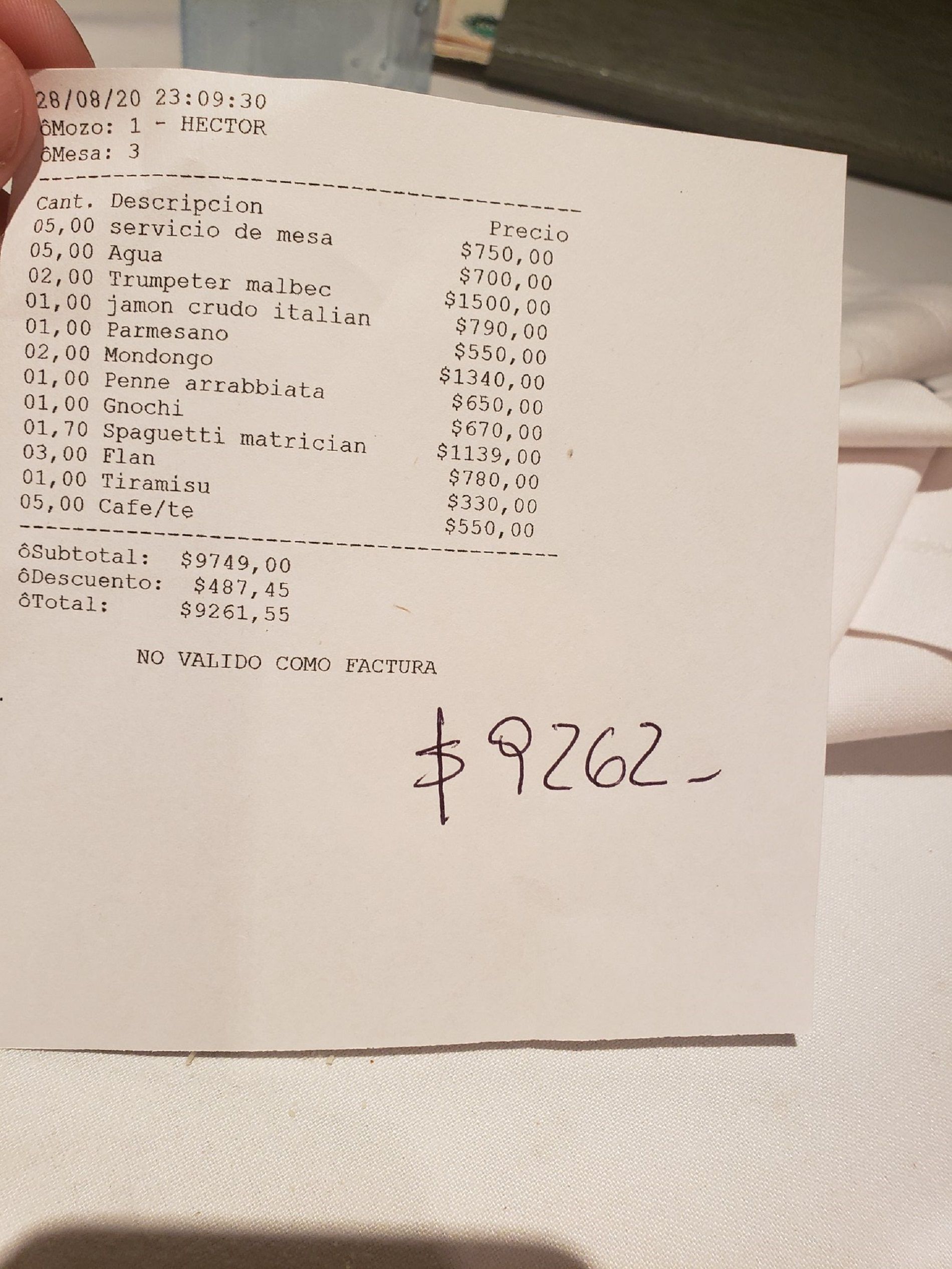 El Ticket De Un Restaurante Que Se Ha Hecho Viral 104 Euros Por Una Cena Ilegal