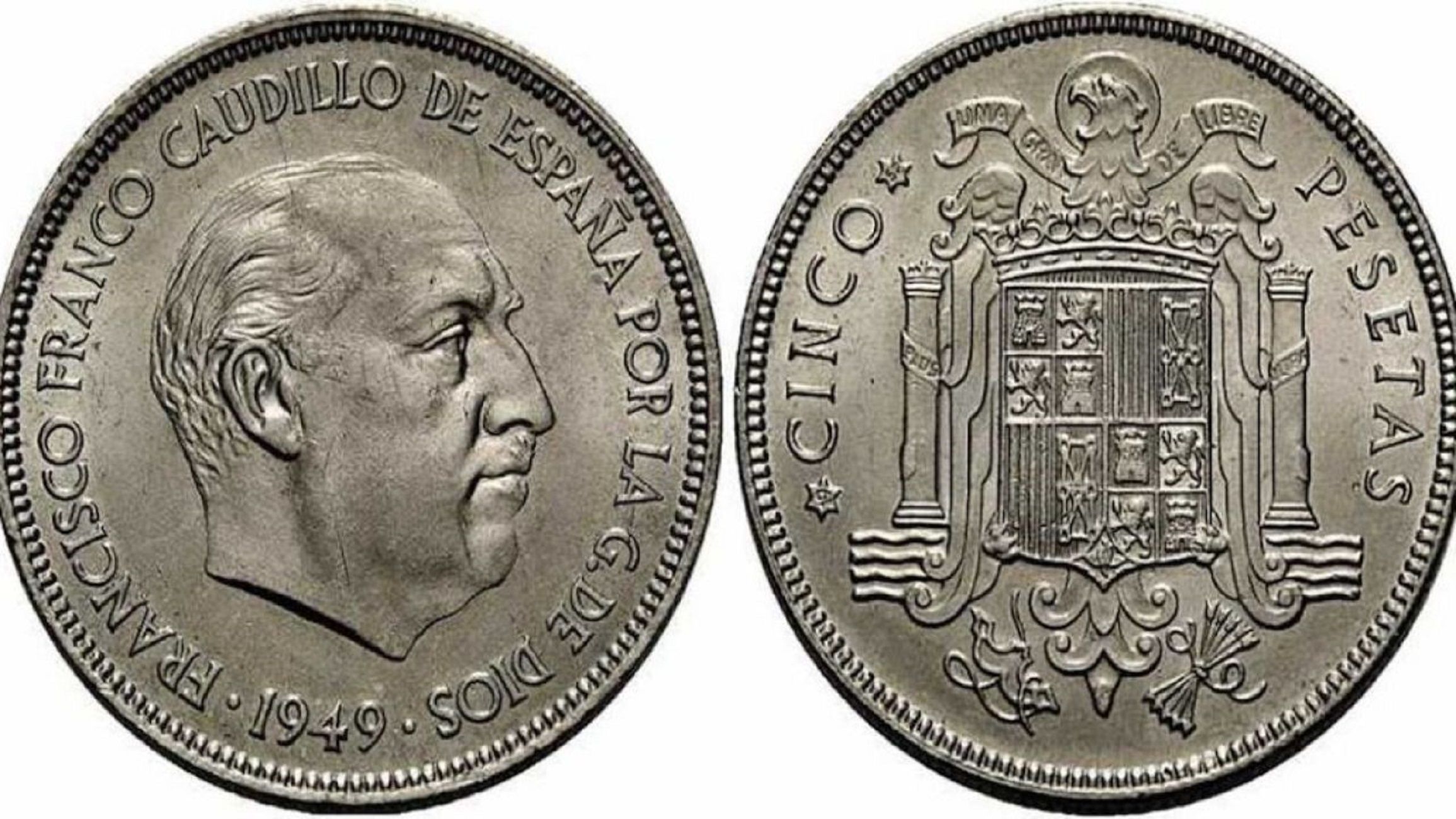 La moneda de cinco pesetas de 1949 puede tener un valor de 6.695 euros / Archivo La moneda de cinco pesetas de 1949 puede tener un valor de 6.695 euros / Archivo