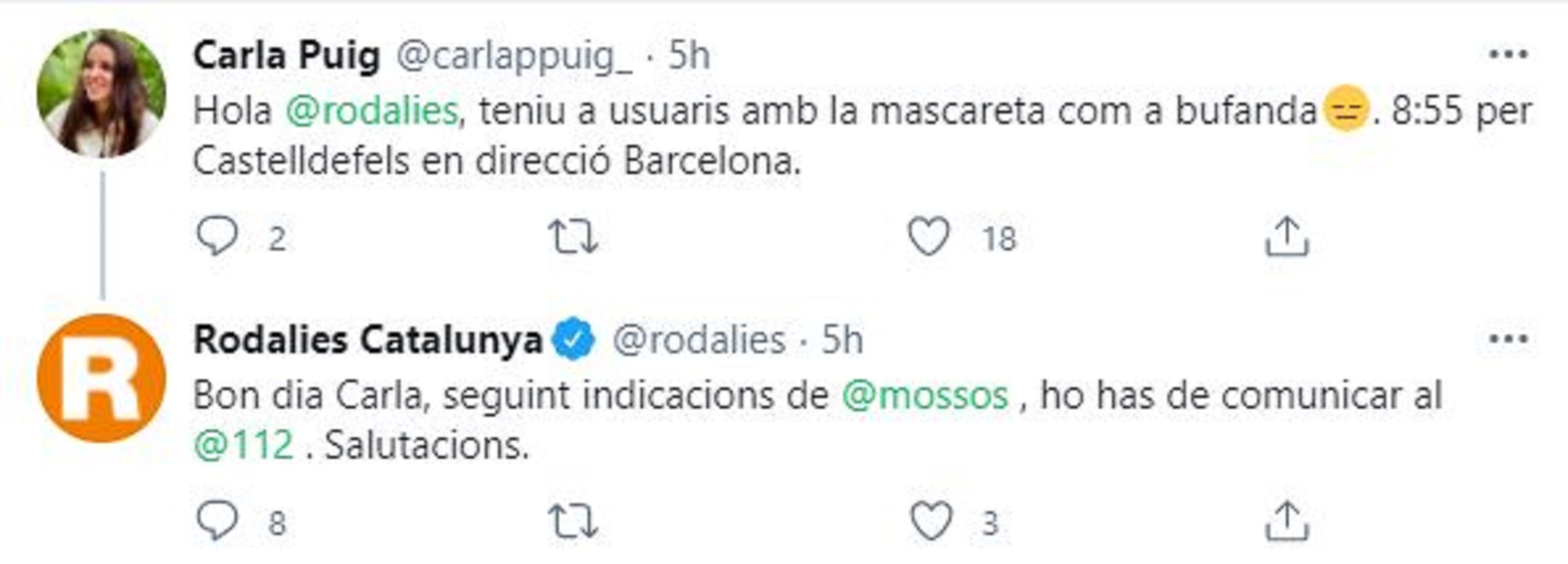 Pelea Rodalies mascarilla / Carla Puig Pelea Rodalies mascarilla / Carla Puig