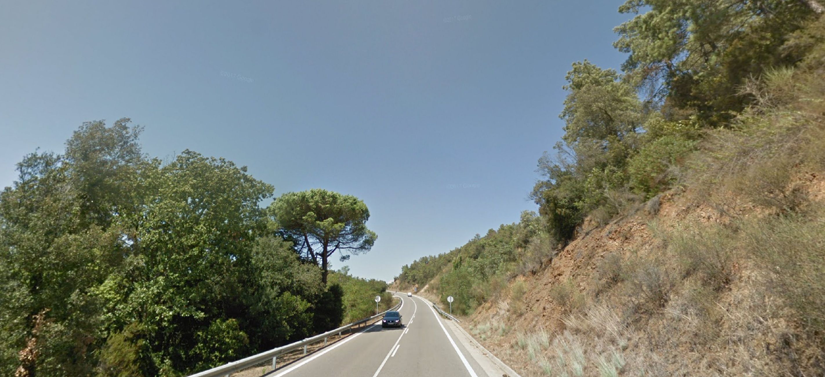 Muere un motorista en un accidente en la GI-681 en Llagostera (Girona) / Google Maps