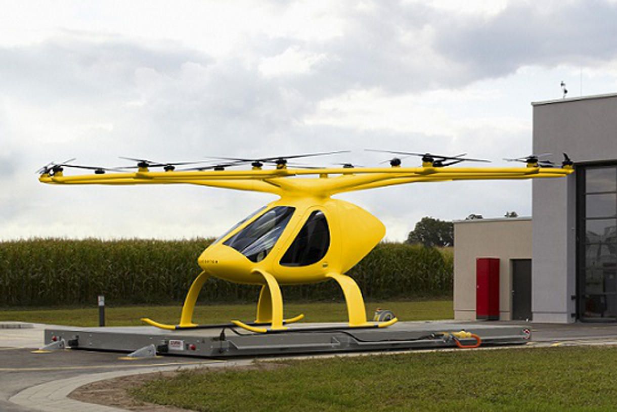 Imagen de un Volocopter, uno de los primeros taxis voladores comerciales.