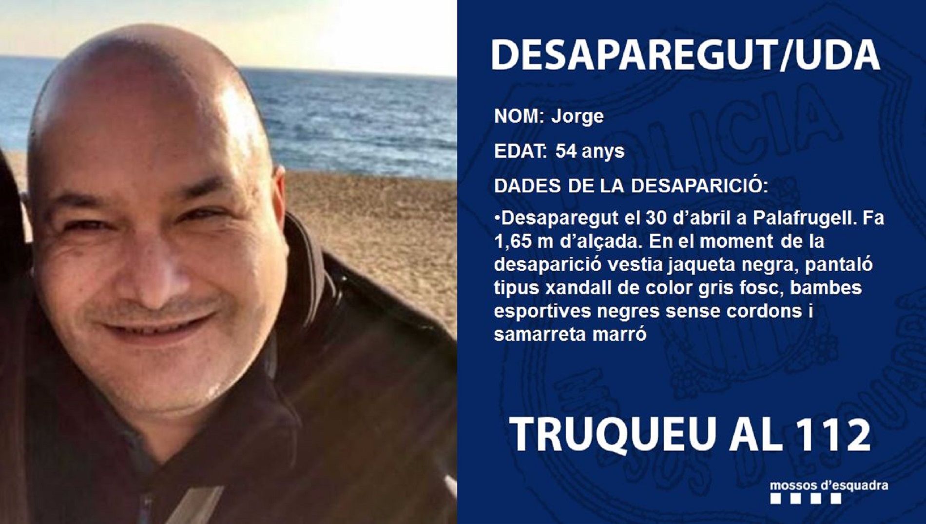Jorge desaparecido / Mossos d'Esquadra