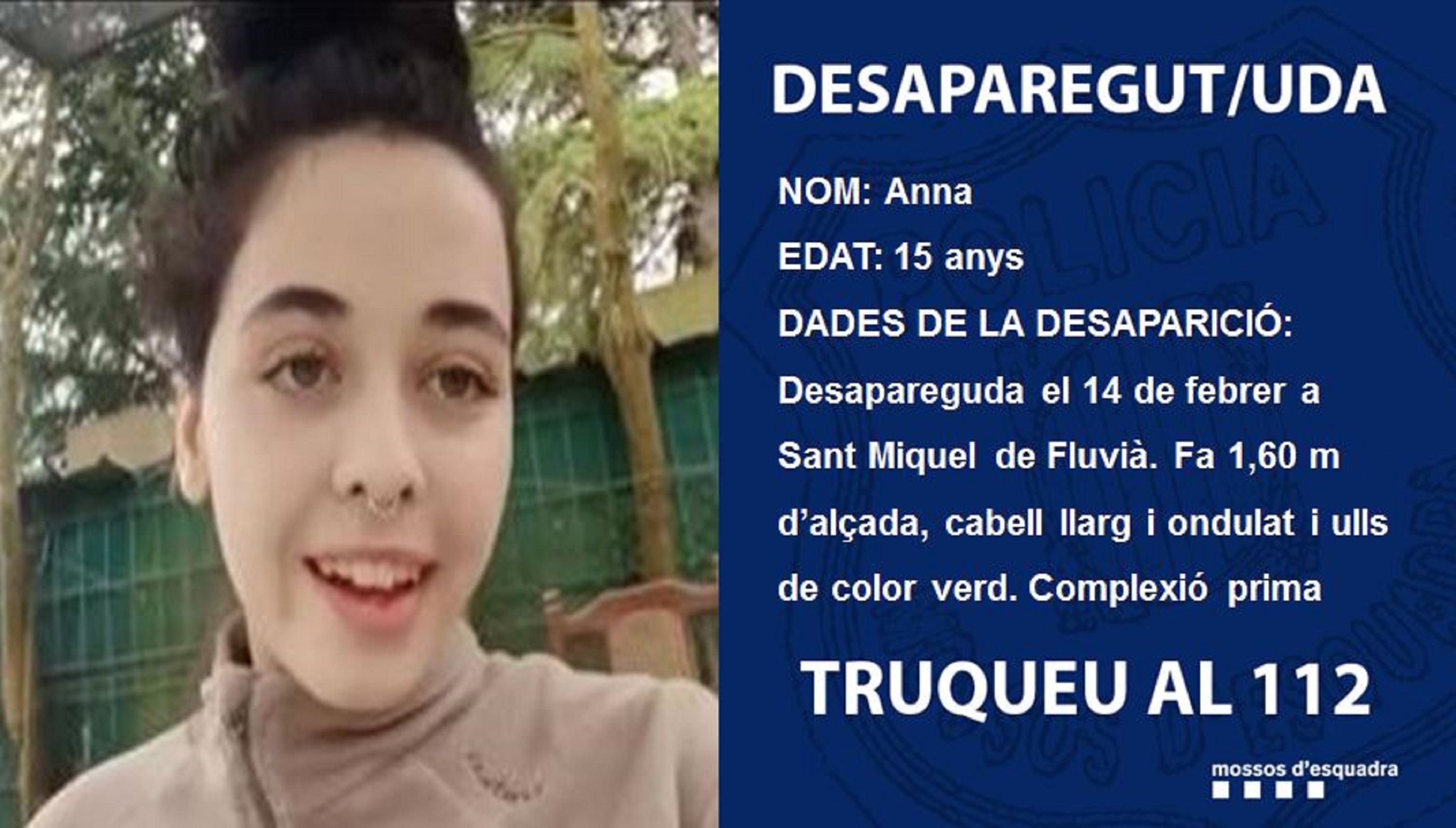 Anna Carrillo desaparecida / Mossos d'Esquadra