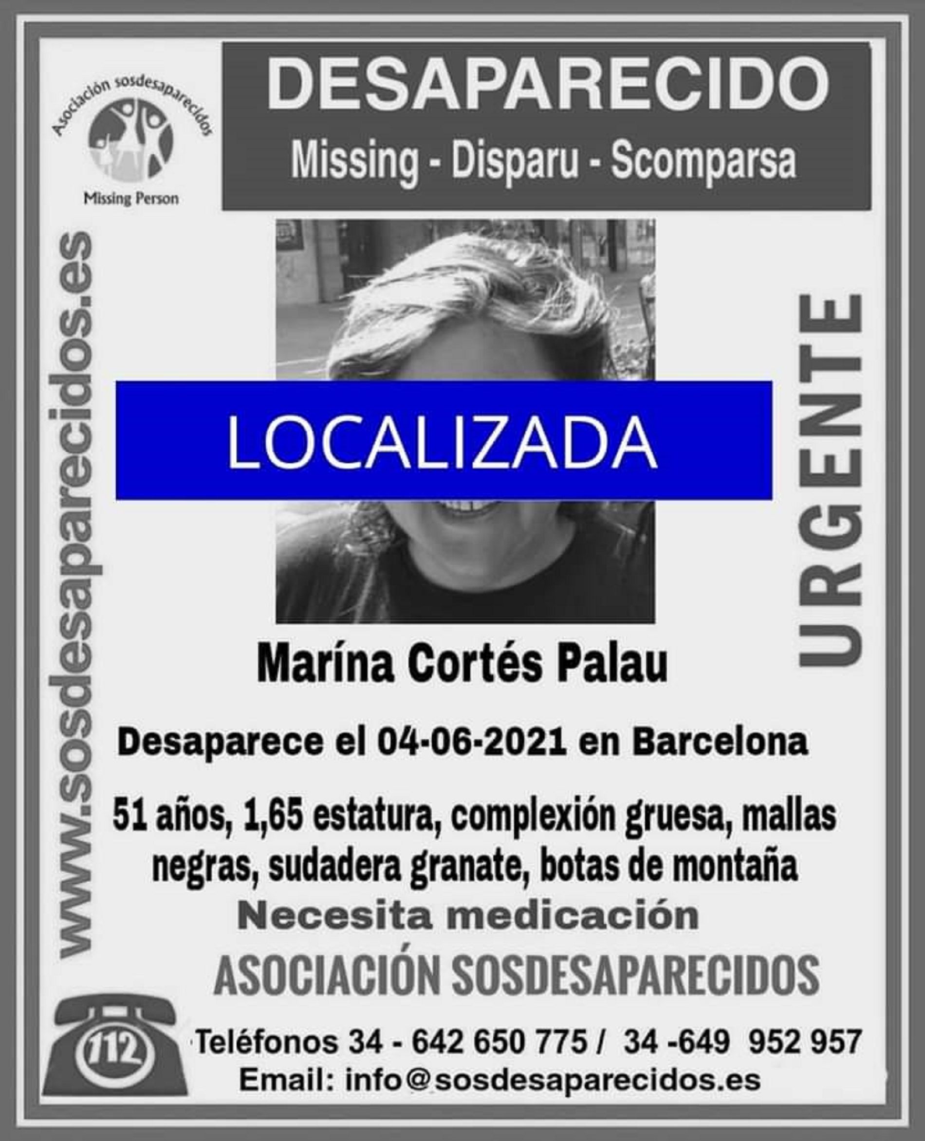 Marina Cortés localizada / SOS Desaparecidos