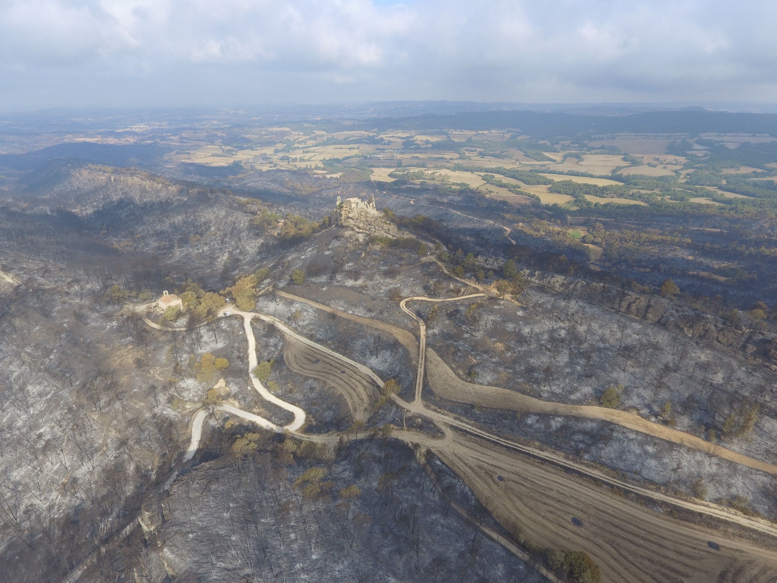 Imatge a vista de dron de l'incendi de la Conca de Barberà i l'Anoia / ACN