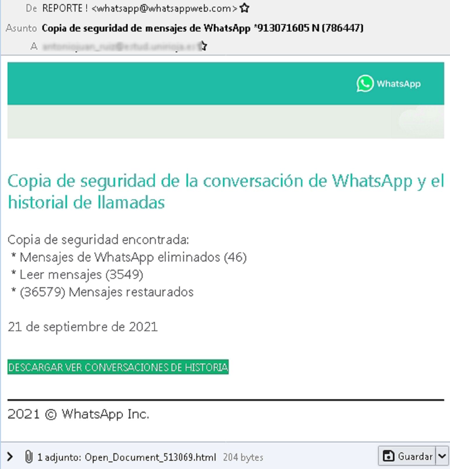 Estafa WhatsApp / OSI