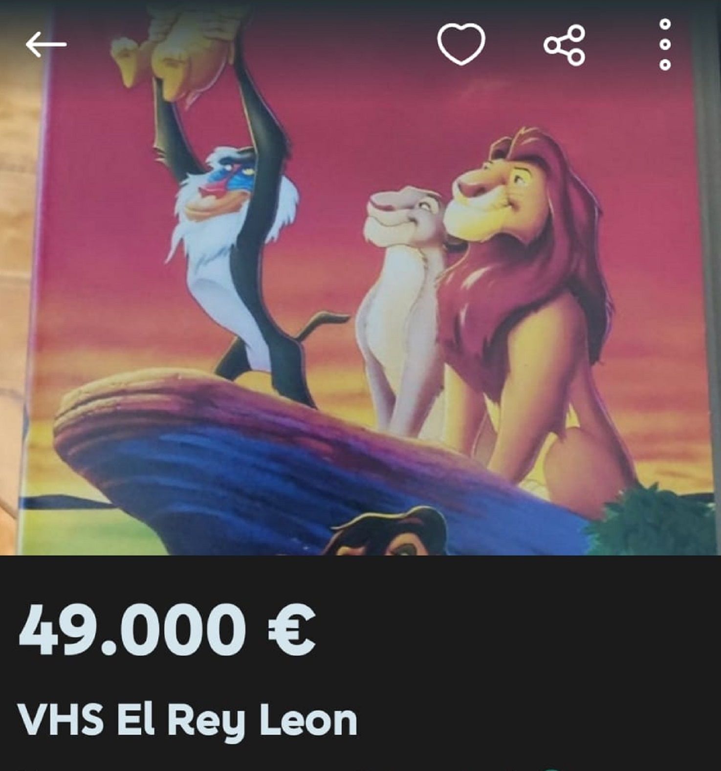 'El Rey León' a la venta en Wallapop / El Caso