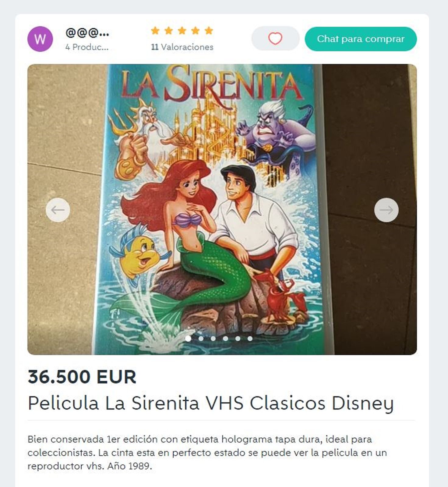 'La Sireneta' a la venda a Wallapop