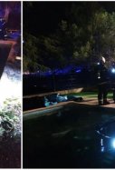 Imágenes del coche sumergido en la piscina / Efe