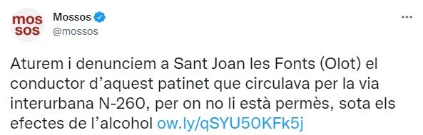 tuit mossos conductor patinet electric via interurbana olot