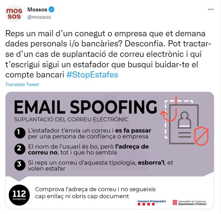 mossos explican estafa e-mail spoofing