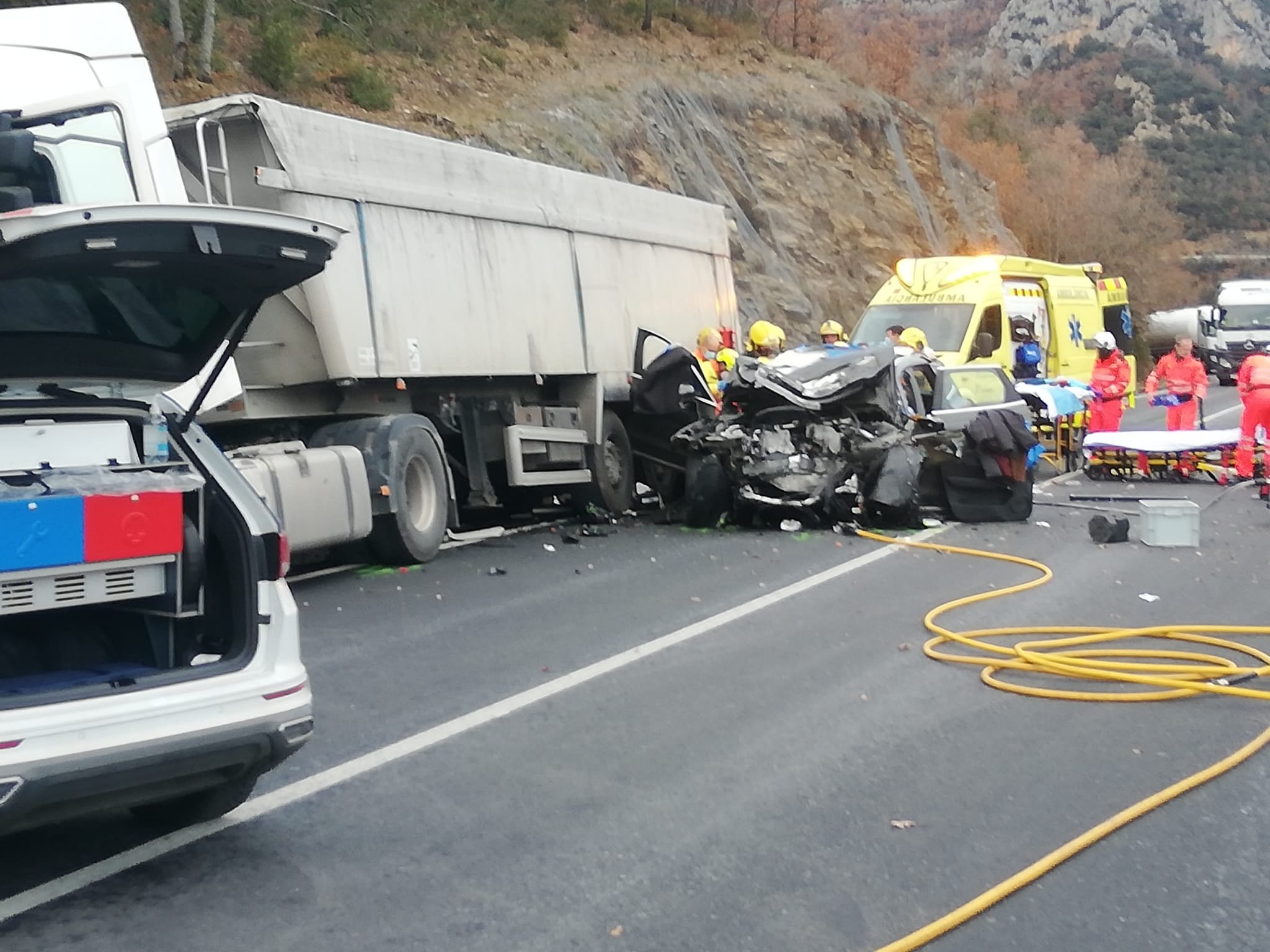 Imatge de l'accident d'aquest dimarts a la tarda a Sopeira (Franja de Ponent, Aragó) / CEDIDA