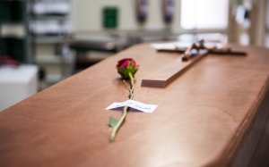 Detal d'una rosa en un taüt, en una imatge d'arxiu / Joaquin Corchero - Europa Press