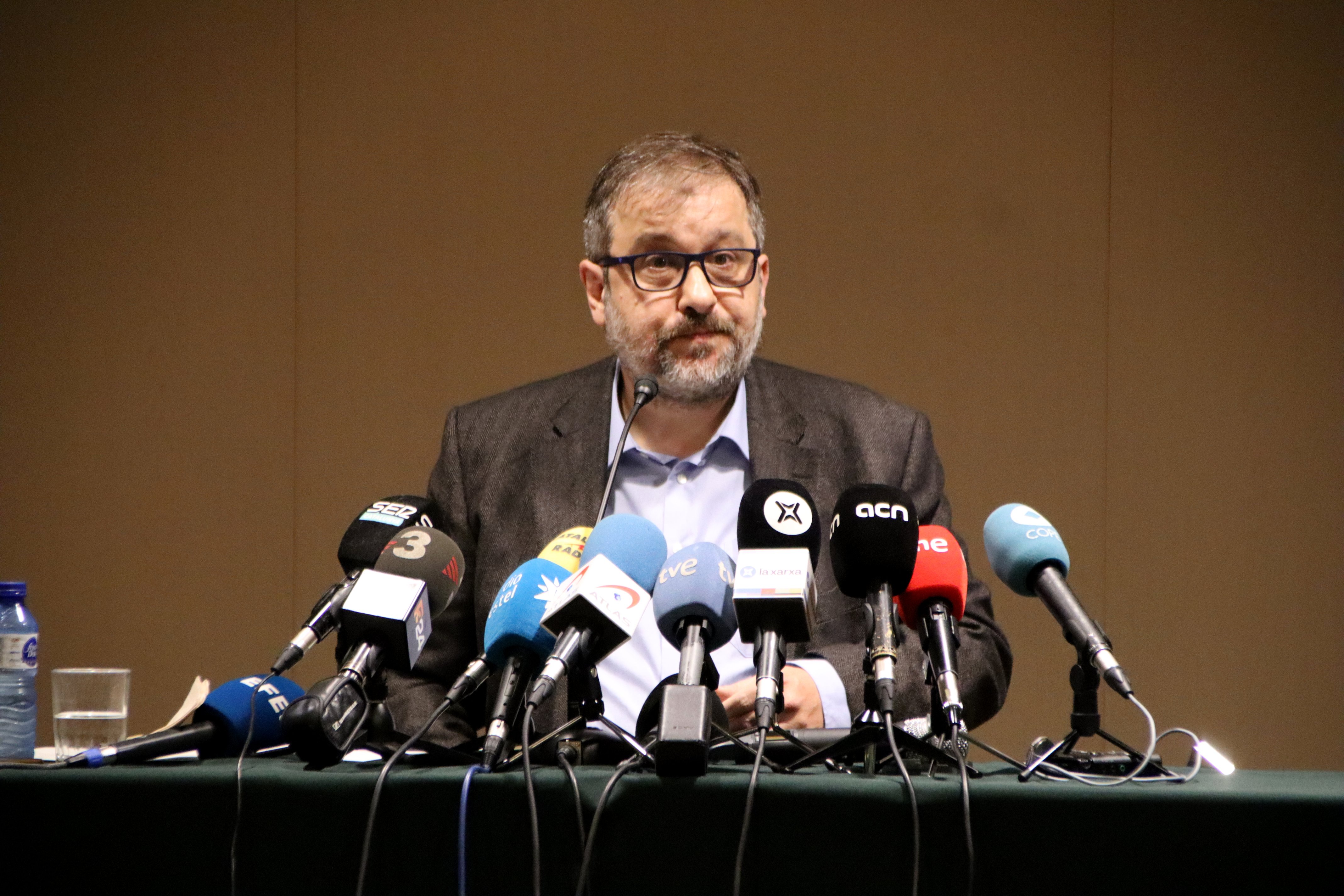Enric Puggròs, delegat de la Companyia de Jesús a Catalunya i president del patronat de la Fundació Jesuïtes Educació en roda de premsa / BLANCA BLAY - ACN