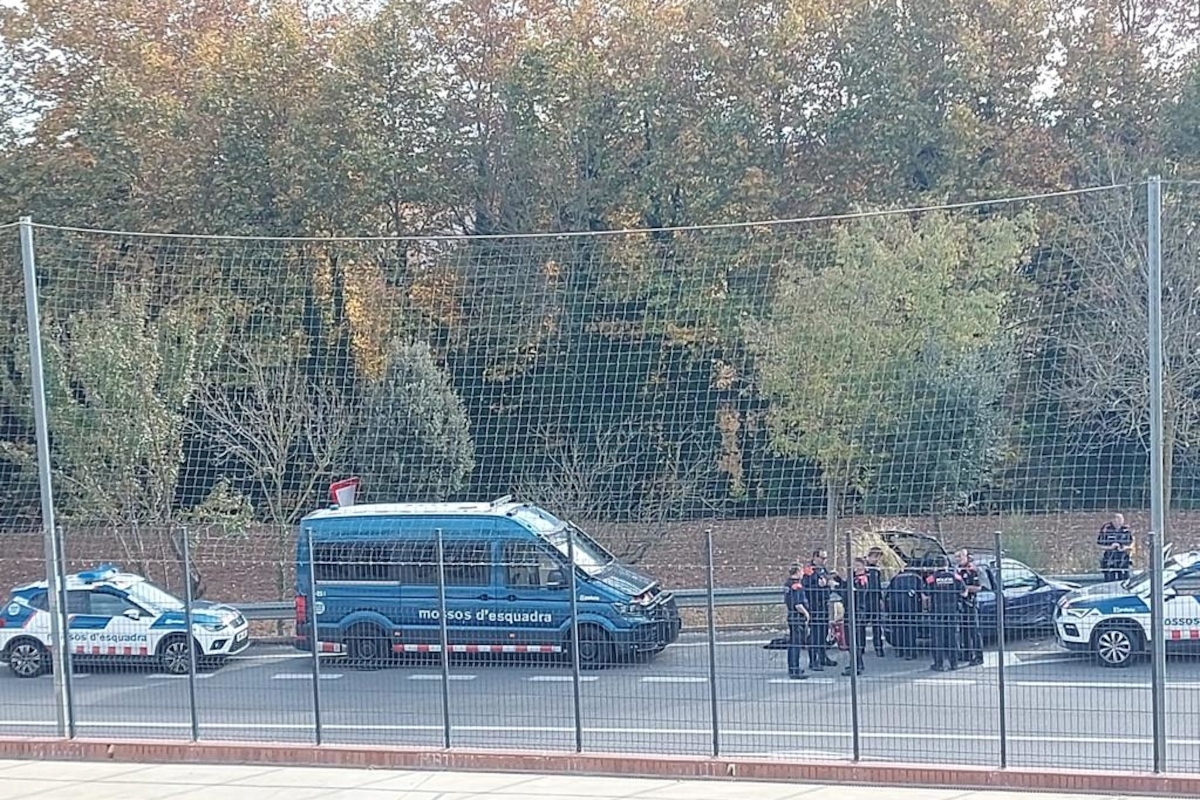 Moment final de la detenció de l'home que va protagonitzar la persecució al Gironès / ACN