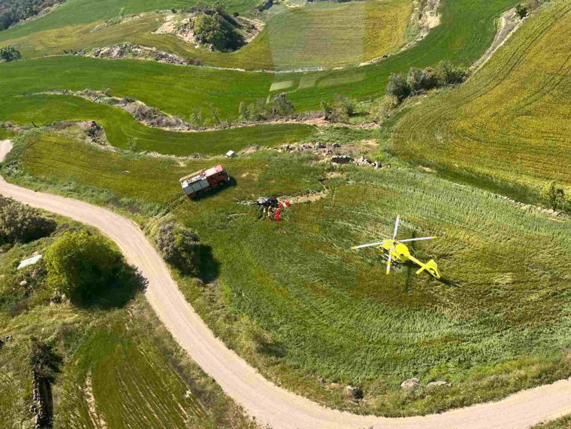 Dos ferits greus en estavellar-se amb un helicòpter quan sobrevolaven Vilanova de l'Aguda