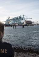 EuropaPress 4913419 09 january 2023 netherlands rotterdam customs officer stands in the harbour