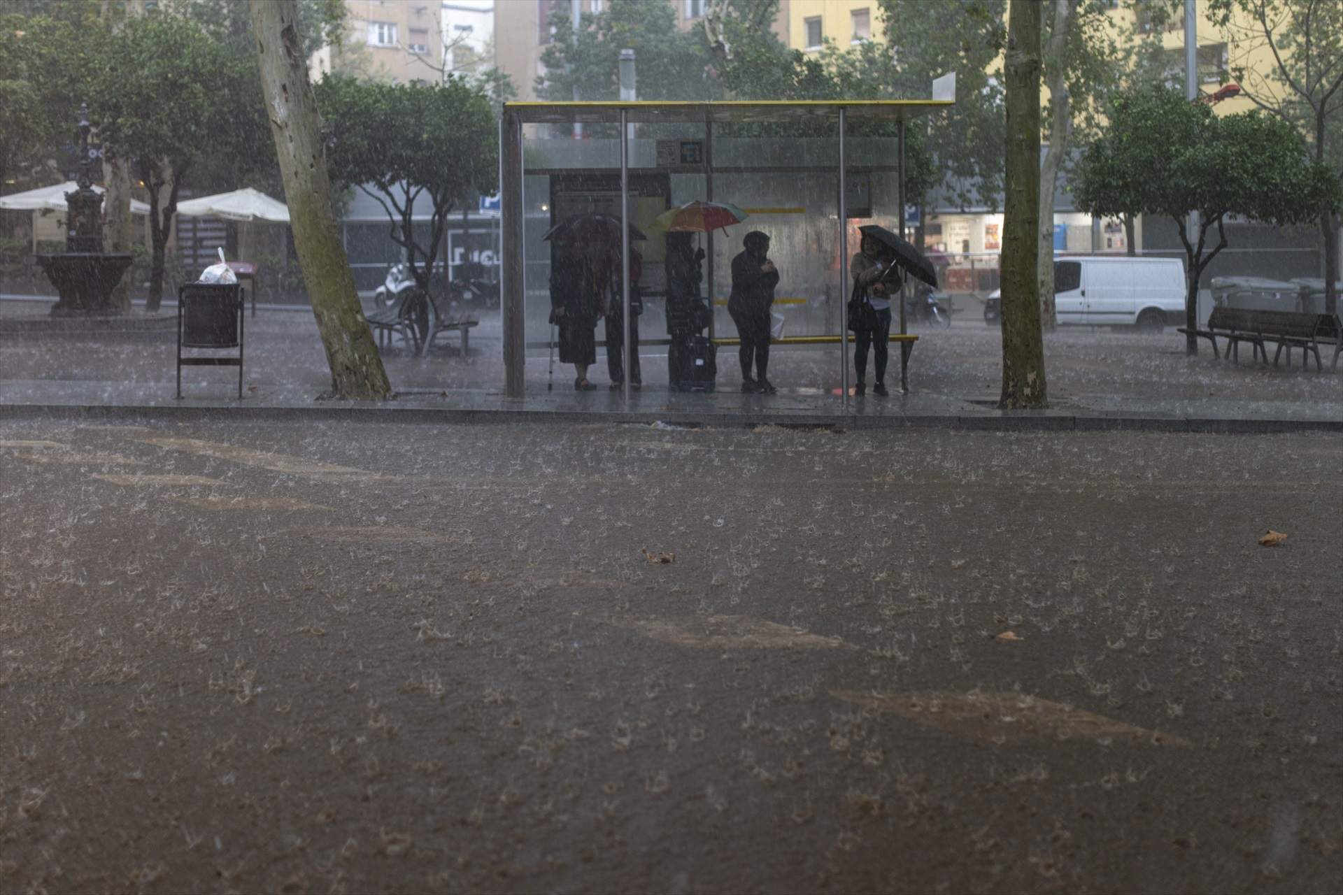 EuropaPress 6312132 varias personas esperan parada bus tormenta 30 octubre 2024 barcelona