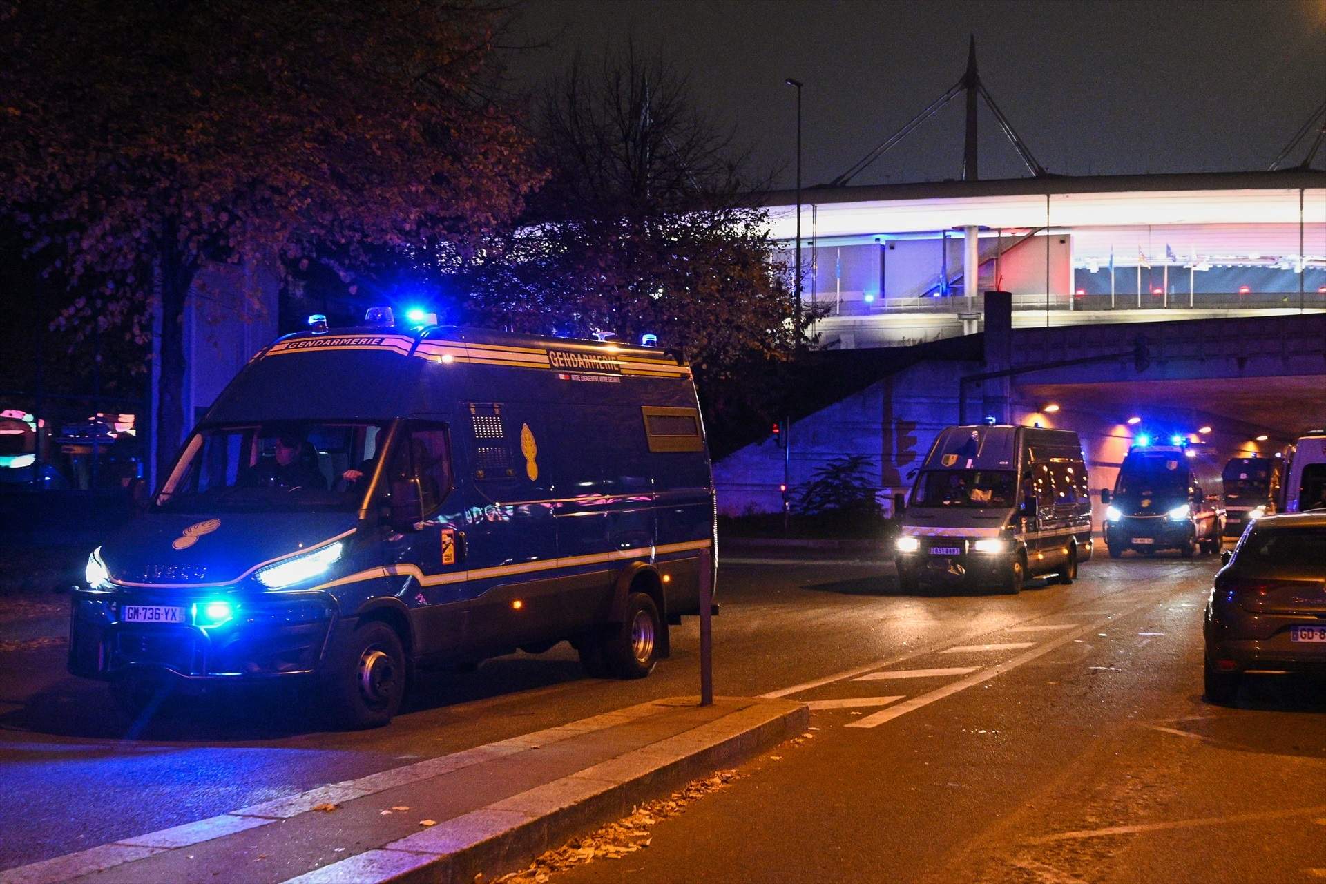 EuropaPress 6344621 saint denis nov 15 2024    french police vehicles guard around the stade