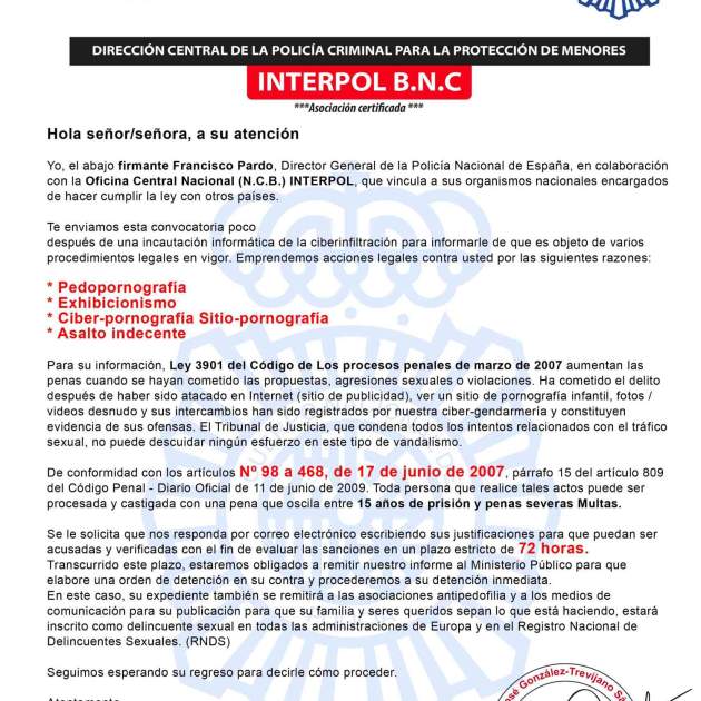 mail estafa interpol