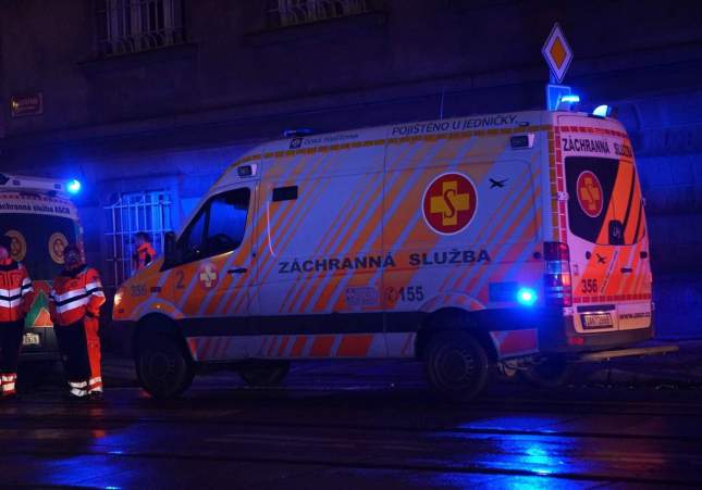 EuropaPress 5652319 prague dec 21 2023    emergency vehicles are seen near the site of shooting
