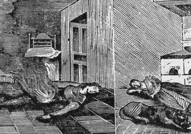 Gravat d'època representant l'escenari del crim. Va apareixer en pasquins. Font Criminalia, enciclopedia del crimen Gravat d'època representant l'escenari del crim. Va apareixer en pasquins. Font Criminalia, enciclopedia del crimen