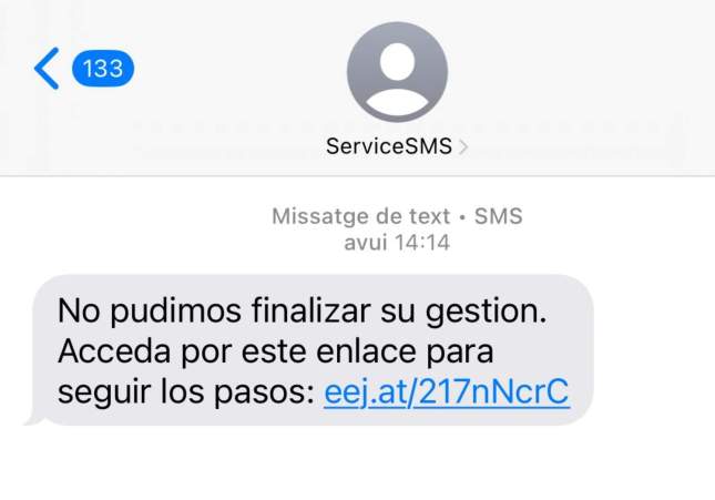 Un SMS fraudulento