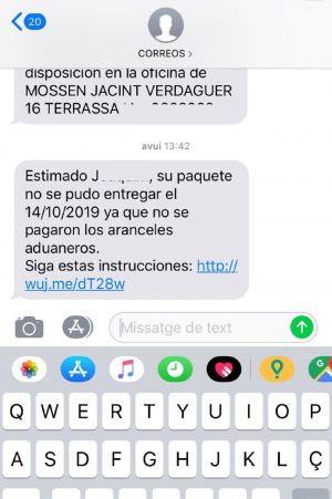 captura missatge CORREUS captura missatge CORREUS